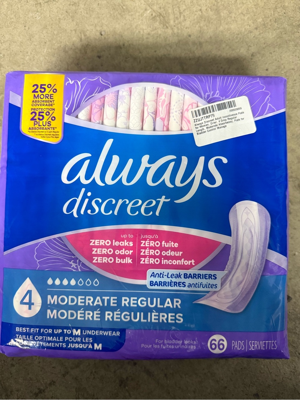Always Discreet Moderate Regular Pads - 66 pads, flow 4